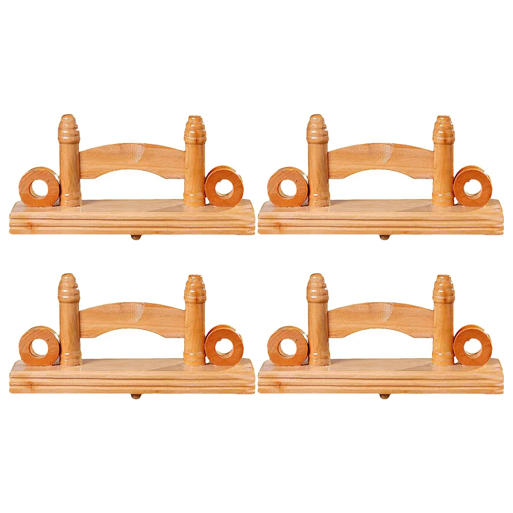 

4 Pcs Fan Bracket Chinese Display Holder Japanese Folding Wood Trim Storage Shelves