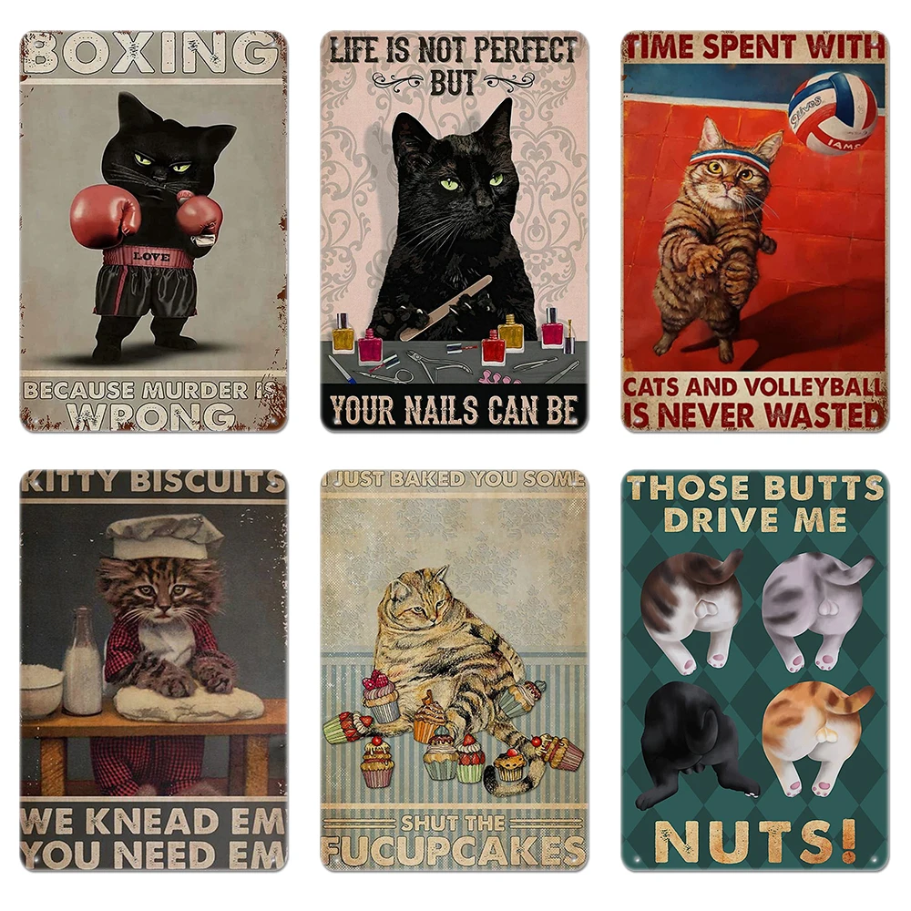 

Funny Black Cat Portrait Quotes Tin Sign Fun Letters Print POSTER Metal Print Vintage Bar Toilet Bathroom Decor Wall POSTERS