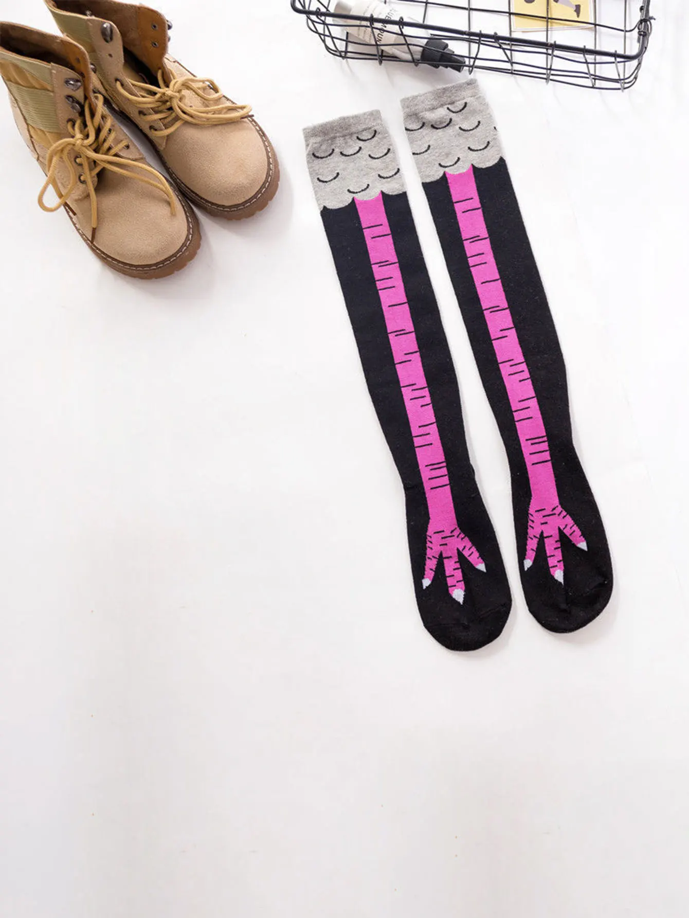 2 пары женских носков с куриными лапками забавные гольфы носки до середины икры