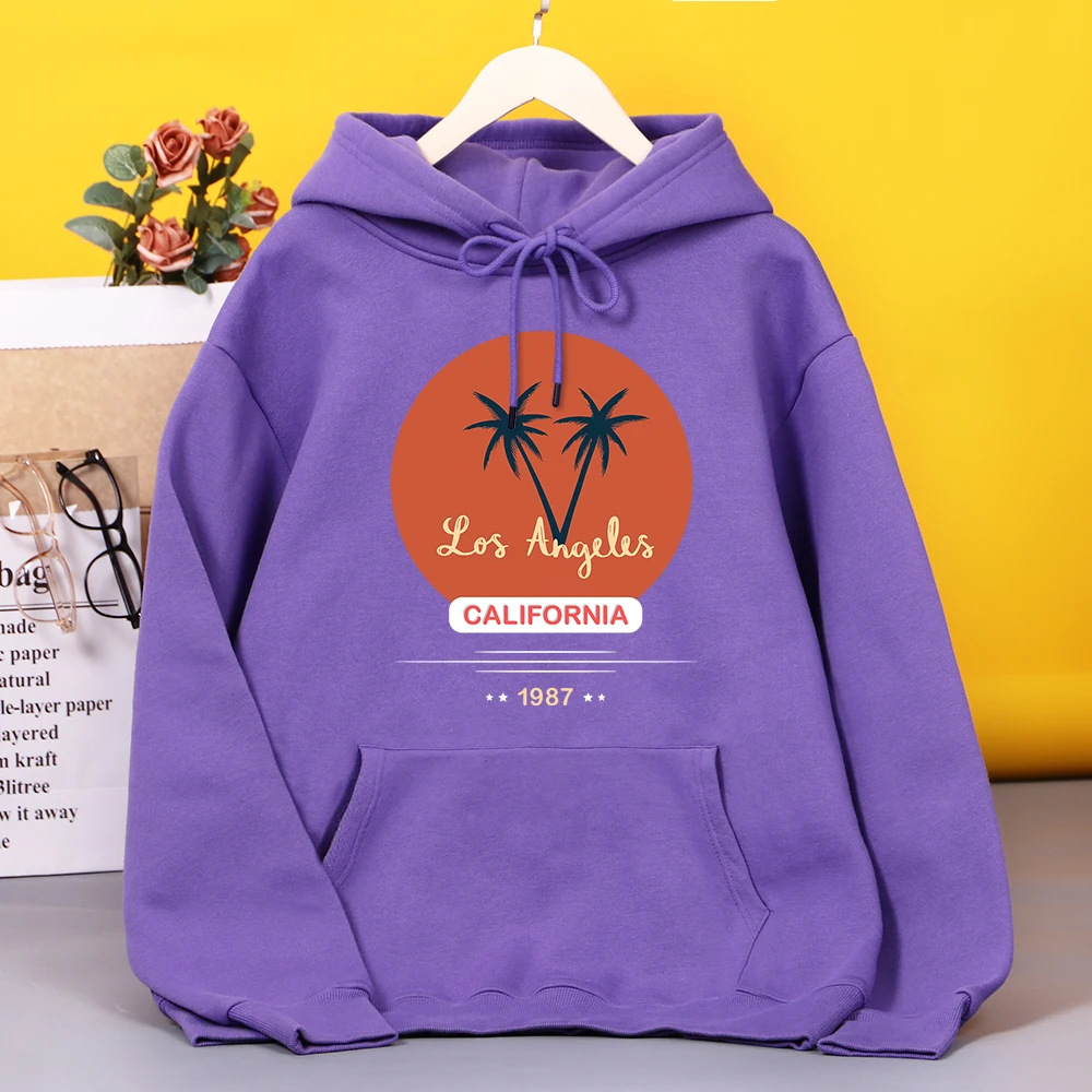 

Женская толстовка с капюшоном, Повседневная Свободная флисовая толстовка с капюшоном и принтом, для отдыха в Лос-Анджелесе, Калифорния, 1987
