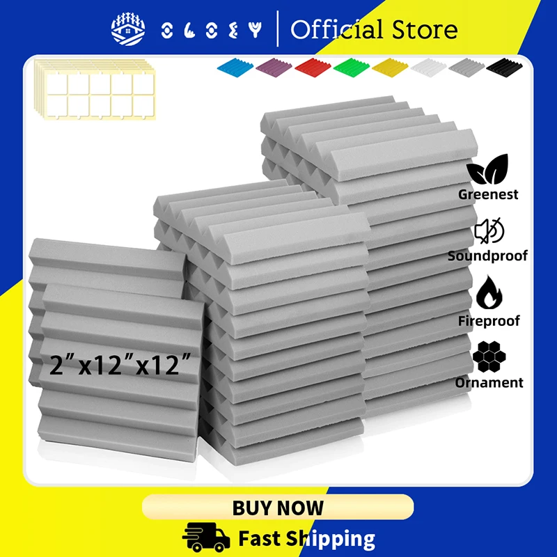 

Acoustic Insulation Panel 6/12/24 Pcs Wedges Tiles Studio Foam Panels Noise Insulation For Walls And Ceiling Sound Proof Padding