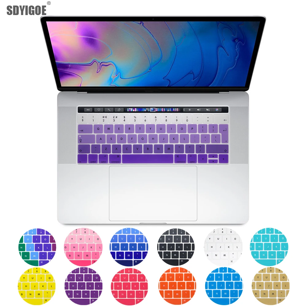 

Наклейки для клавиатуры ноутбука MacBook с сенсорной панелью 13 дюймов A2159 A1706 A1707 A1989 A1990 Английская версия для ЕС
