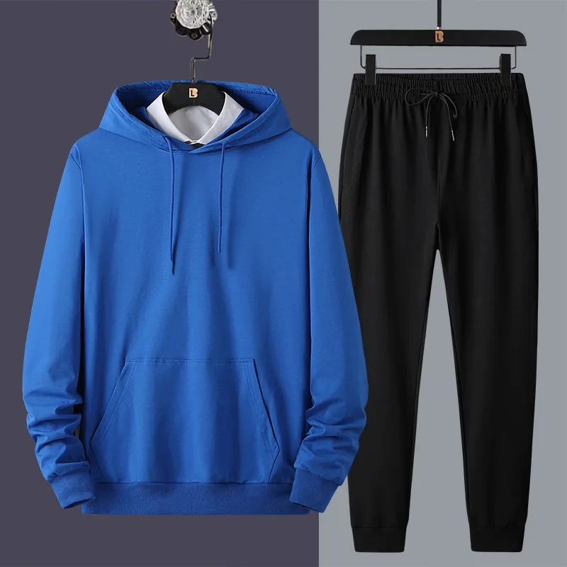 Spring Autumn Men's 2 Pieces Sets Tracksuit Hooded Sweatshirt +Drawstring Pants Male Sport Hoodies Running Casual Sportswear Men