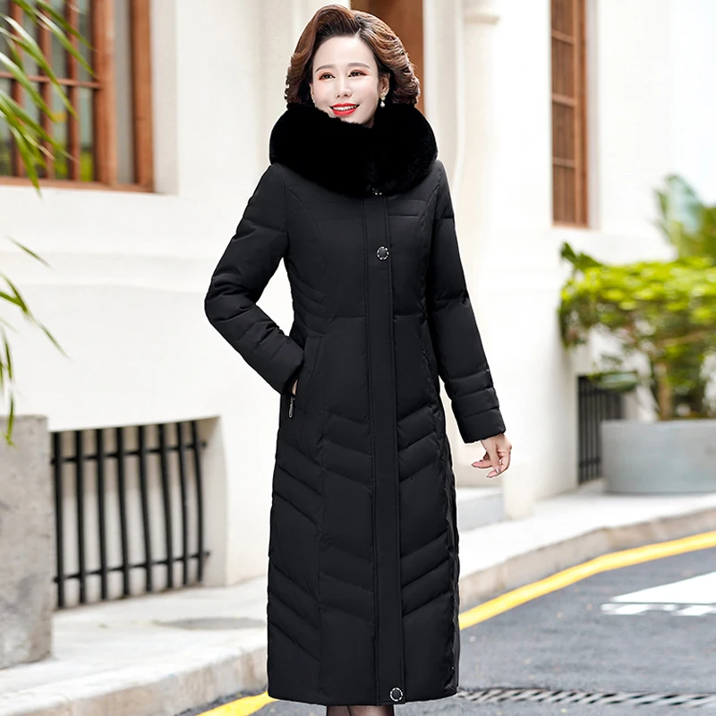 

2022 New Winter X-long Jacket Women Hooded Warm Cotton Padded Winter Coat Women Long Parkas Fur Collar High Quality Warm Outwear