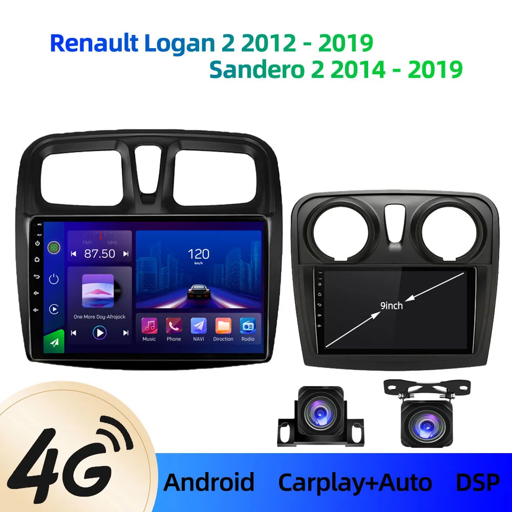 

PEERC Car Radio Multimedia Video Player For Renault Logan 2 Sandero 2 2014 -2019 Symbol Android 10 .0 2 Din Auto Carplay gps dvd