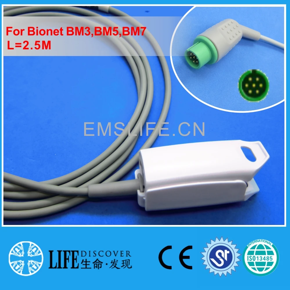 Многоразовый датчик spo2 AWT для взрослых с зажимом пальцев Bionet BM3 BM5 BM7