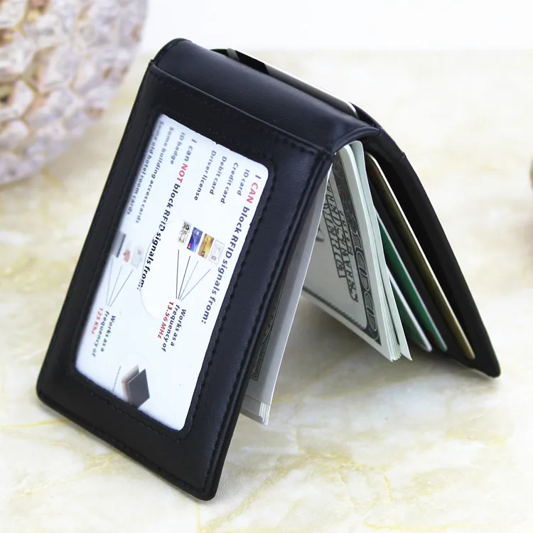

Holder Case Wallets Steel Blocking Card Leather New Mini Bag Clip Money Dollars Purse Holders Slim Metal Money Money Rfid
