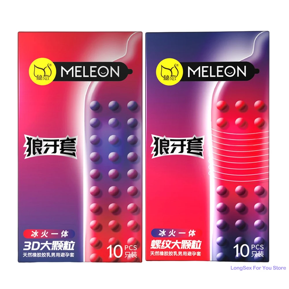 

ICE Hot Feeling Condoms for men delay ejaculation Large Particles Full Dots ribs Super Lubricated latex rubber Condom sex toys