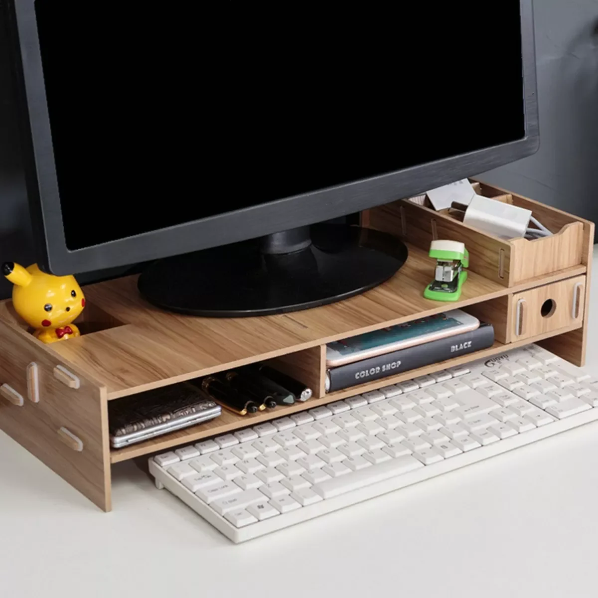 

Shelf Laptop-Stand Wood Desktop Monitor Stand Computer Screen Riser Shelf Plinth Strong Laptop Stand Desk Holder