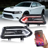 led headlights assembly for dodge charger 2015 2020 multicolor halo drl switchback turning light dual beam projector head lamps