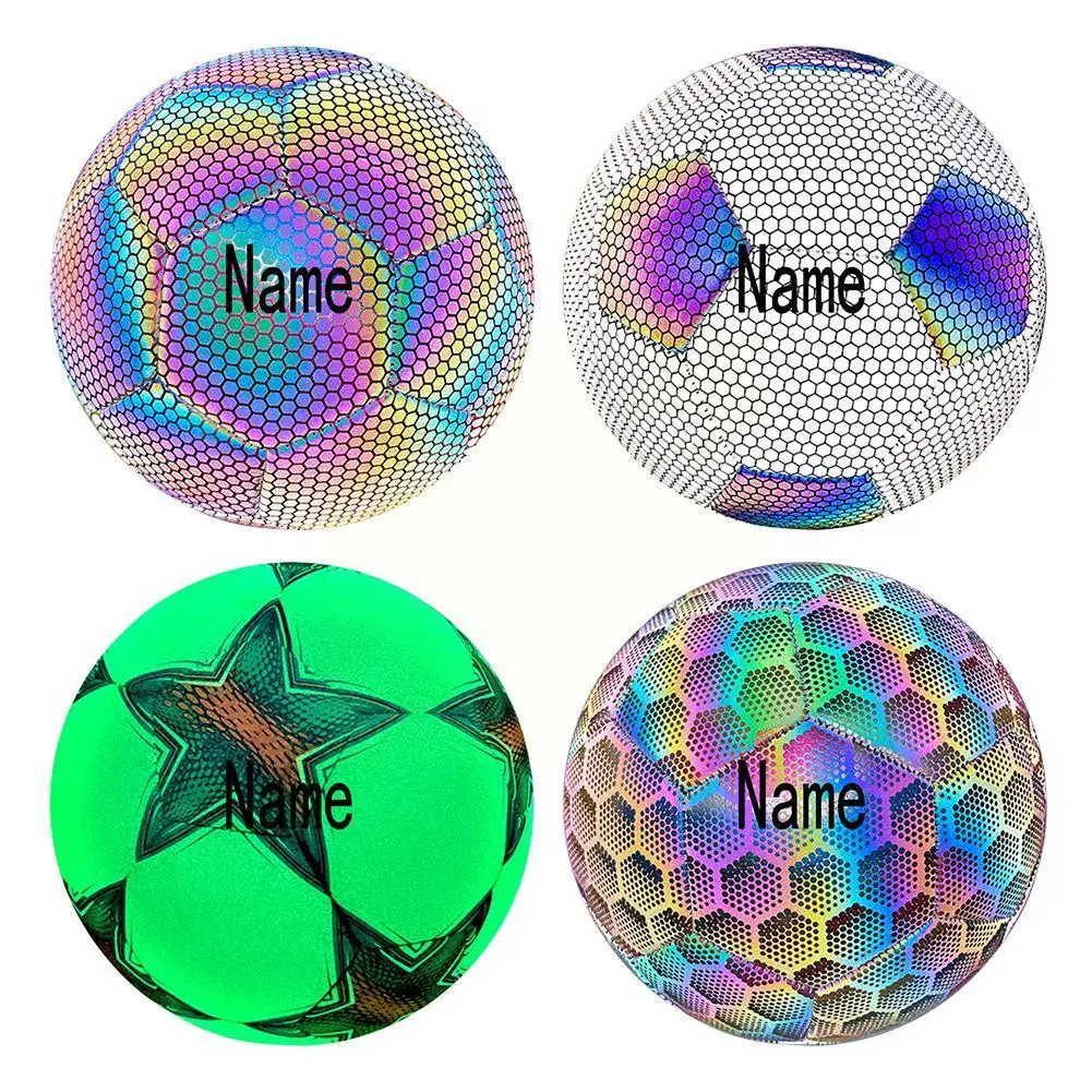 

Night Glowing Soccer Cool Luminous Ball Pu Soccoer Personalized Name Reflective Football For Child Student Test Adult Train T2A8