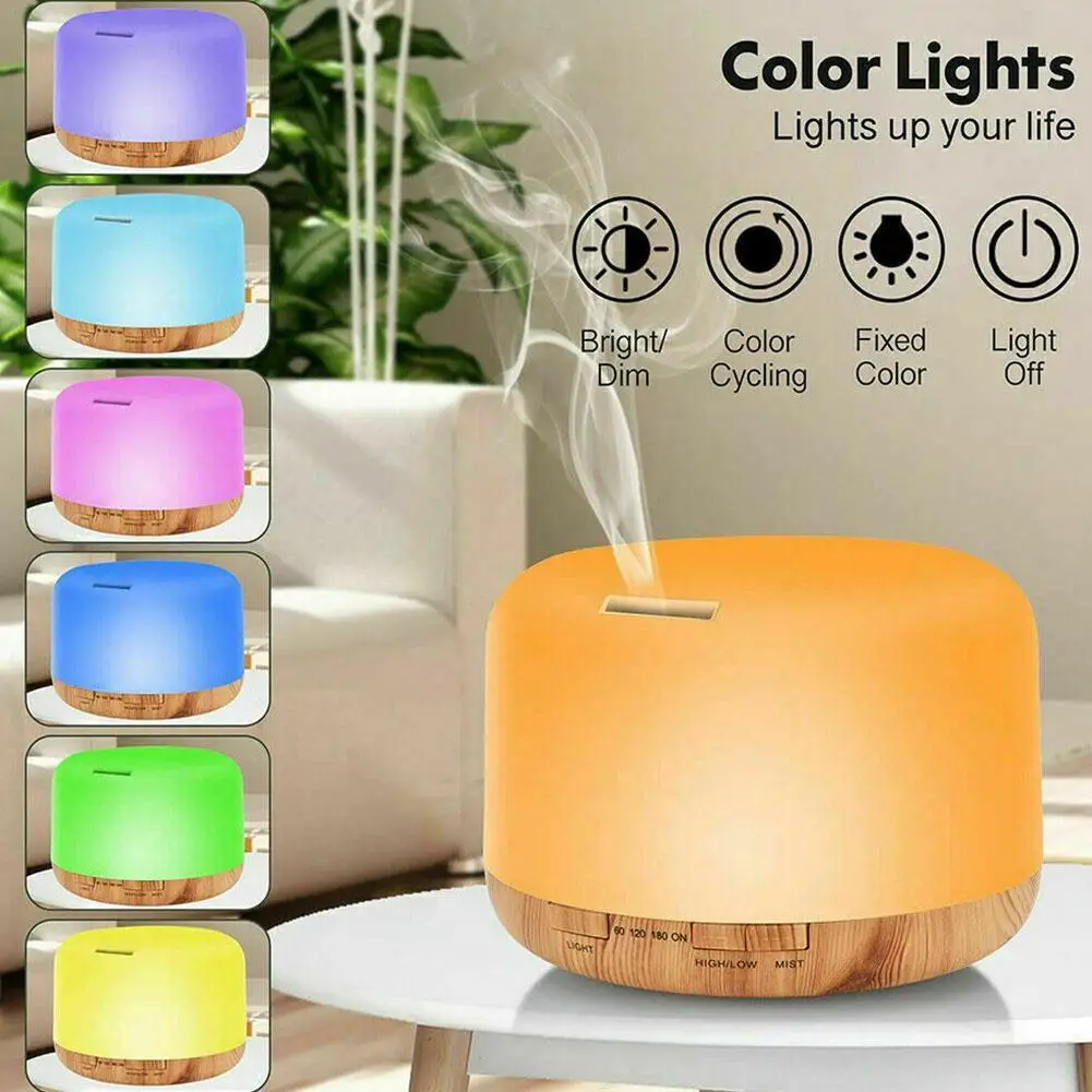 

Air Humidifier Essential 300ML 500ML Oil Diffuser Air Humidifier Lamp Remote Control LED Light Diffuser Humidifier USB