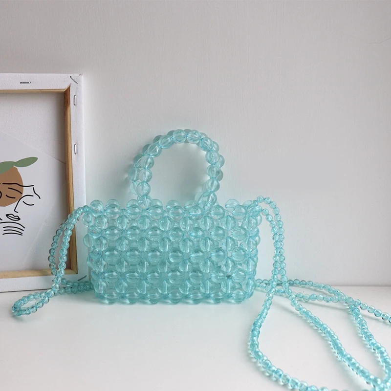 Hand Woven Beaded Bag for Women Fashion Simple Casual Shoulder Messenger Retro Mini Handbag Bolsa Feminina Customized Top-handle