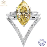 wuiha real 925 sterling silver marquise cut 6ct fancy vivid yellow sapphire created moissanite diamond rings set for women gifts