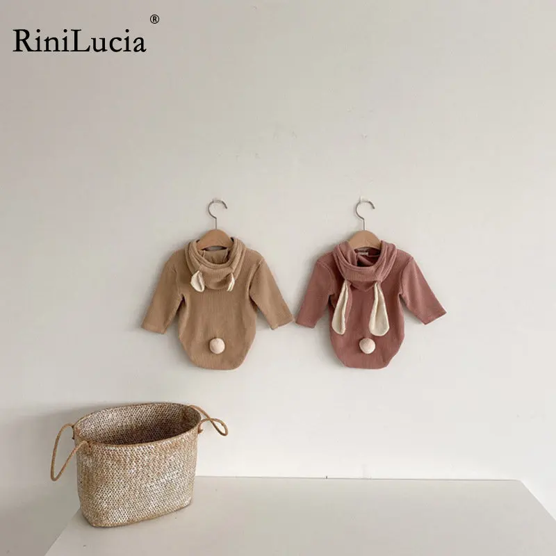

RiniLucia Baby Rompers Newborn Casual Hooded Long Sleeve Jumpsuits Outfits One Pieces Autumn Winter Toddler Infant Overalls