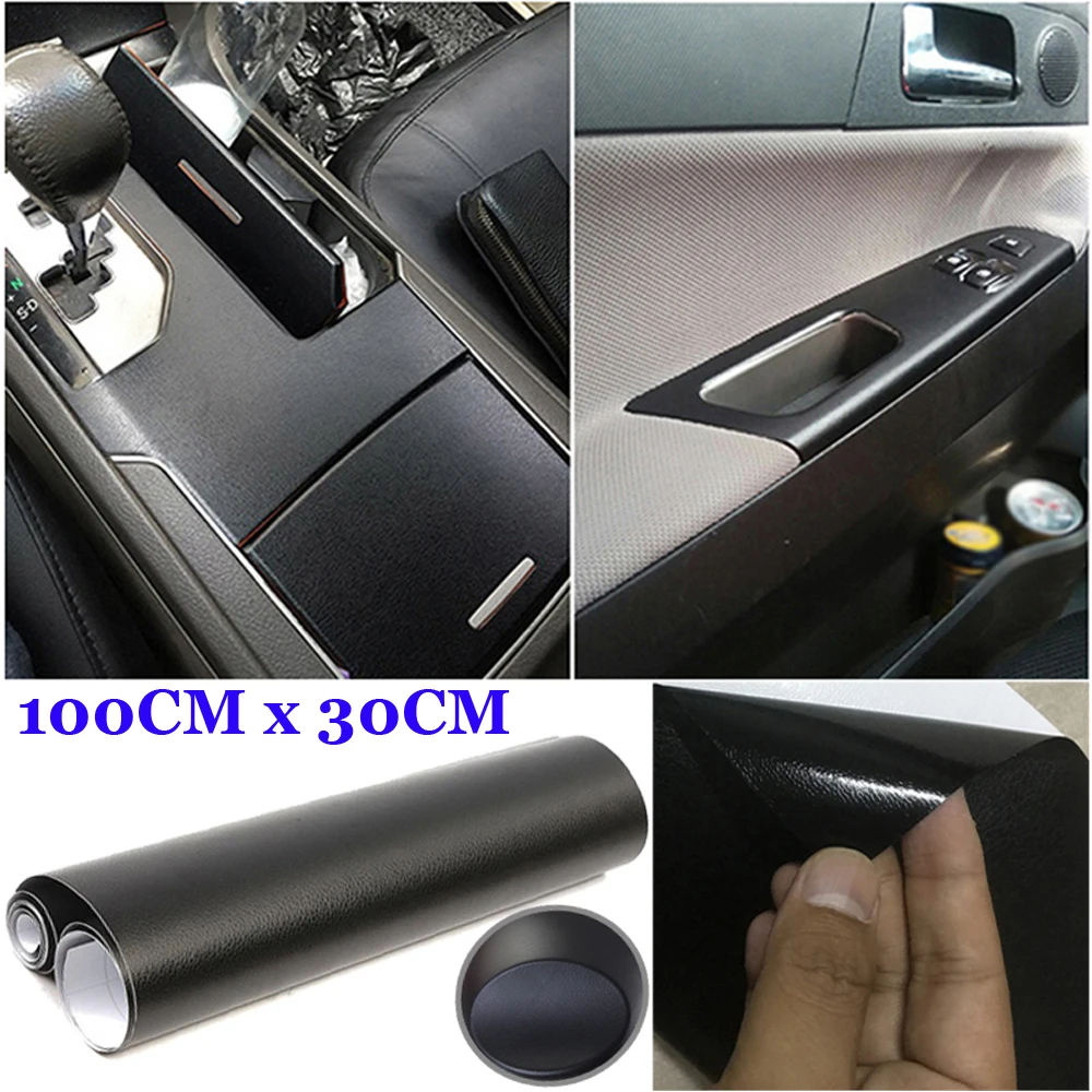 

Skin Sticker PVC Textured Vinyl 30cm*100cm Fashion Leather Black Grain