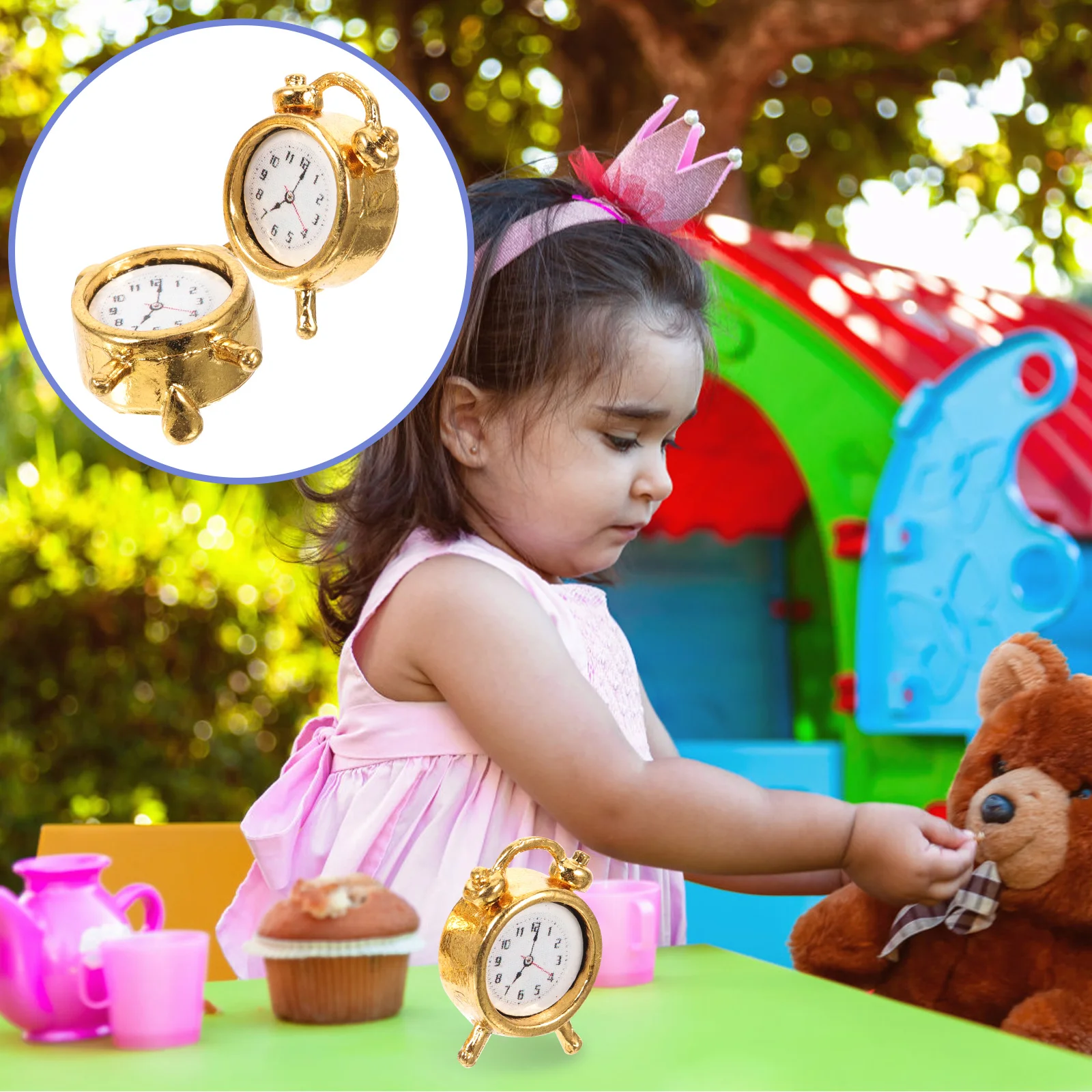 

Mini Alarm Clock Miniature Accessory Decors Decoration Toy Ornament Tiny Baby