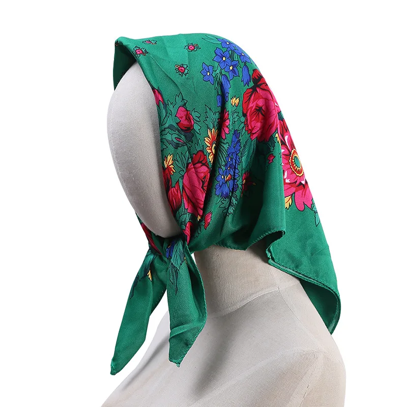 

Vintage Cotton Printed Turban for Women 70cm Small Square Scarves Bandana Women Versatile Headscarf Printed Muslim Hijab