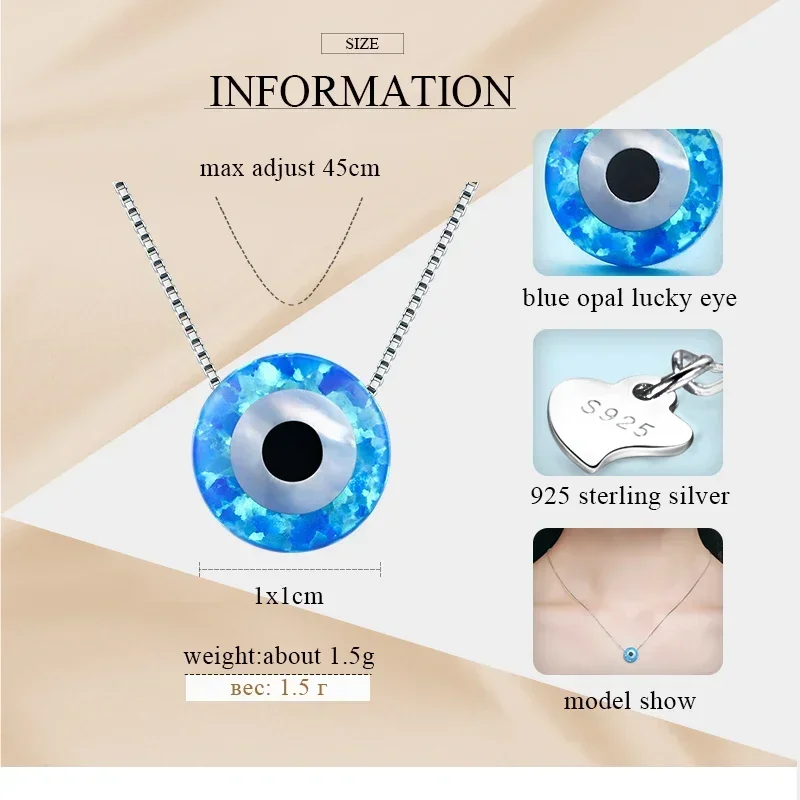 TONGZHE ожерелье из стерлингового серебра 925 пробы с опалом Lucky Hamsa Evil Eye, подвеска с подвеской, женские ювелирные изделия (art.: 3920cf1cd167c) - 3920cf1cd167c