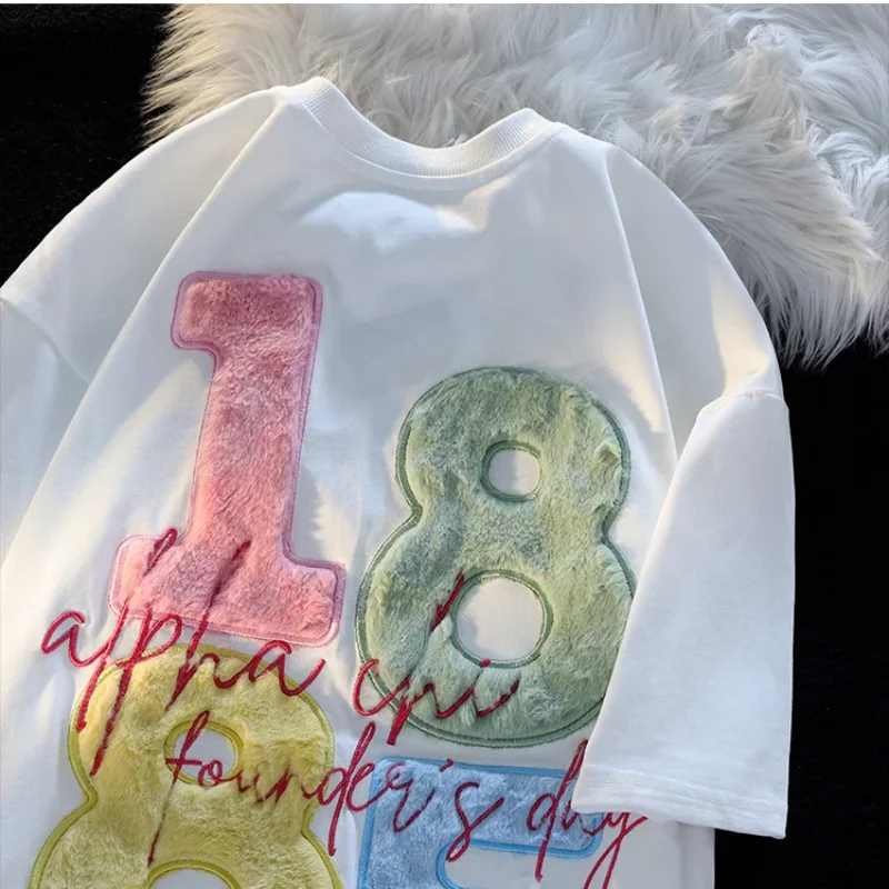 

Футболка женская с коротким рукавом и цифровой вышивкой, в Западном ретро-стиле, летняя универсальная рубашка в студенческом стиле