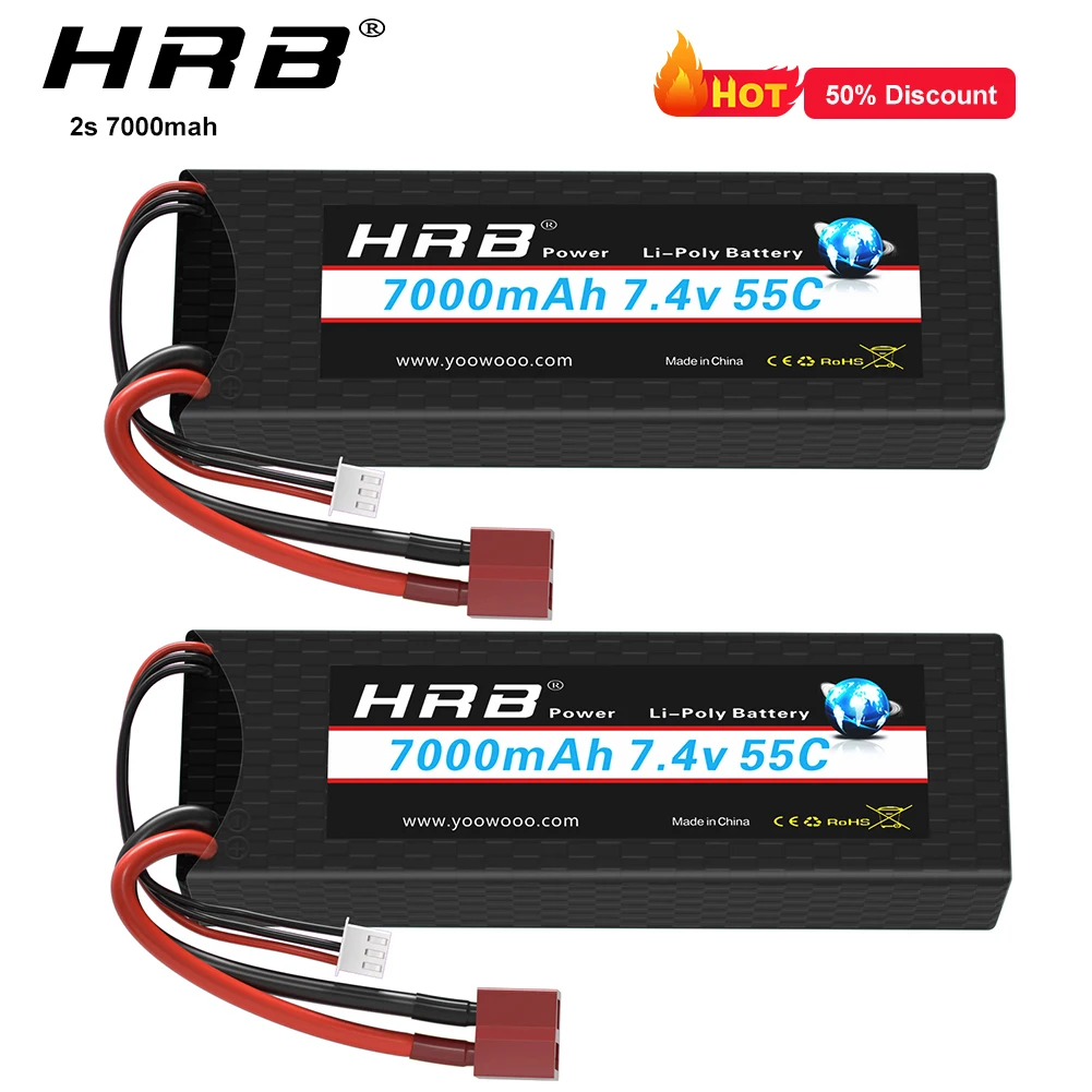 1/2 шт. HRB 2S Lipo 7 4 в 7000 мАч Радиоуправляемый автомобильный аккумулятор с разъемом T