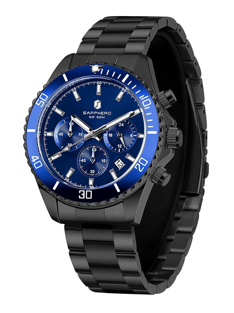 SAPPHERO Мужские часы из нержавеющей стали для мужчин роскошные бренды кварцевые