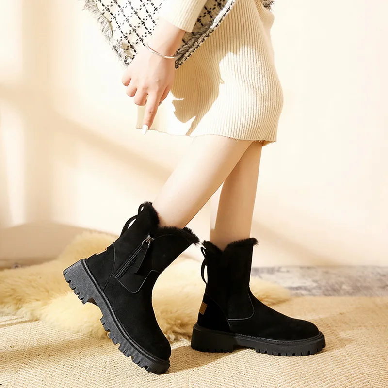 Winter Boots Women Shoes New Platform Warm Fashion Snow Boots Size 42 Punk Shoes Plush Chunky Boots Non-Slip Botas De Mujer