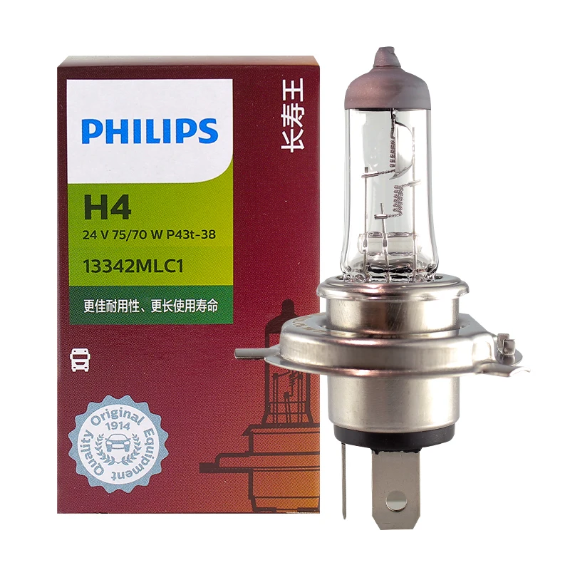 

Philips 24V Лампа для фар грузовика H4 24V 75/70W P43t-38 13342MLC1 Дополнительный срок службы ECE R37