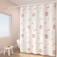 shower curtains 180cm kawaii fruit cartoon printed white bathroom curtain for girl waterproof with hooks 71 inches bath decor