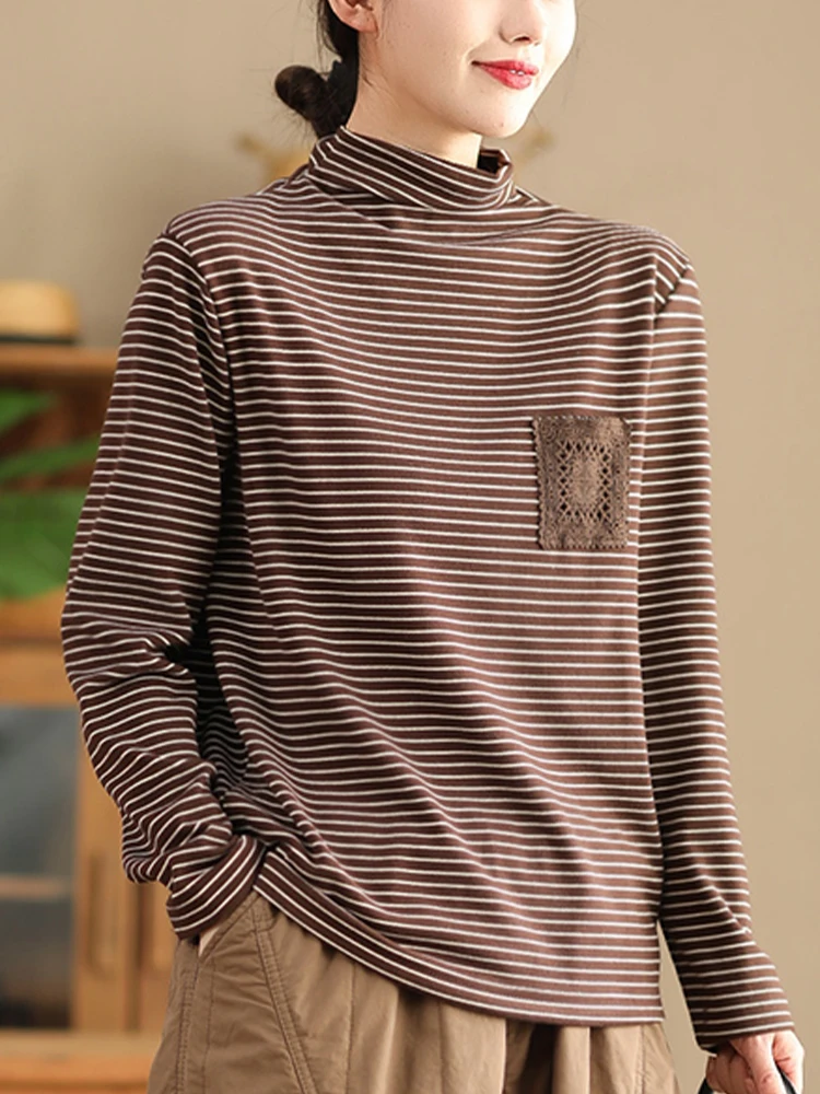 Max LuLu полосатая зимняя водолазка женские классические футболки модные винтажные