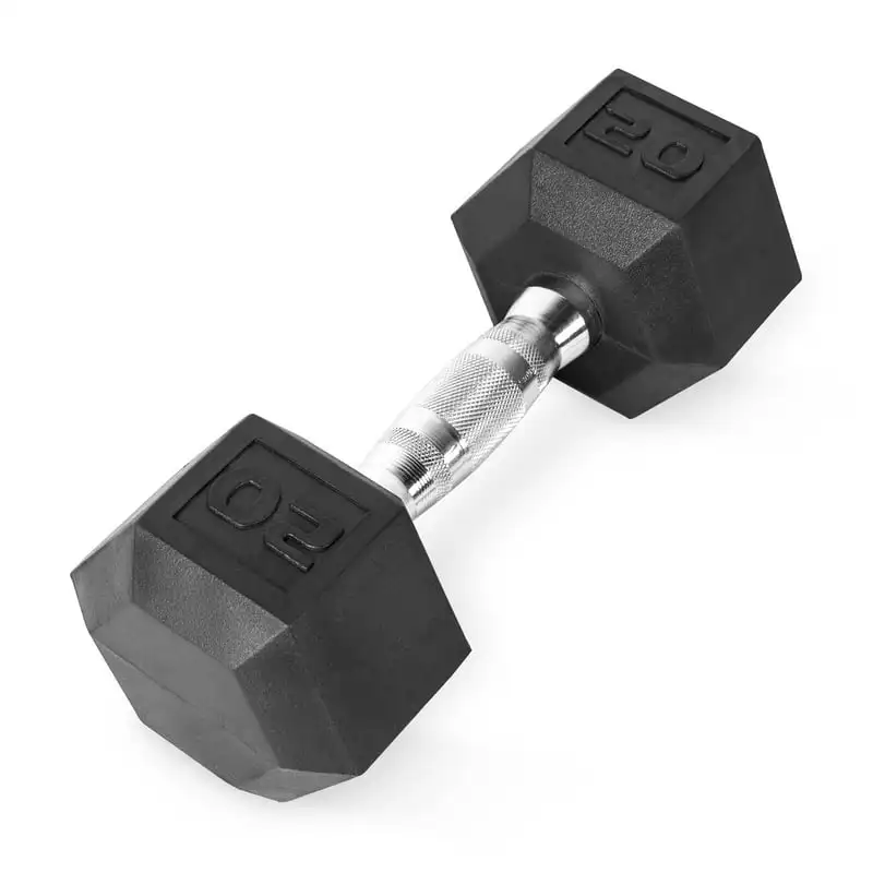 

20lb Rubber Hex Dumbbell, Single