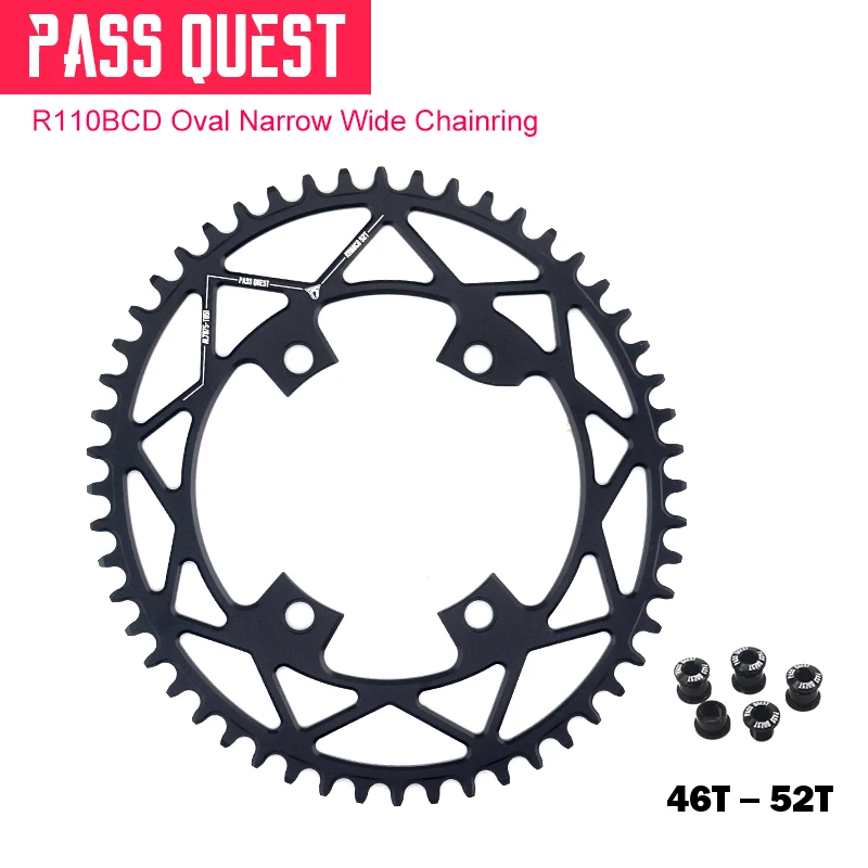 Овальный шоссейный велосипед PASS QUEST R110 / 4 BCD 110BCD с узким широким шатуном 42T-52T
