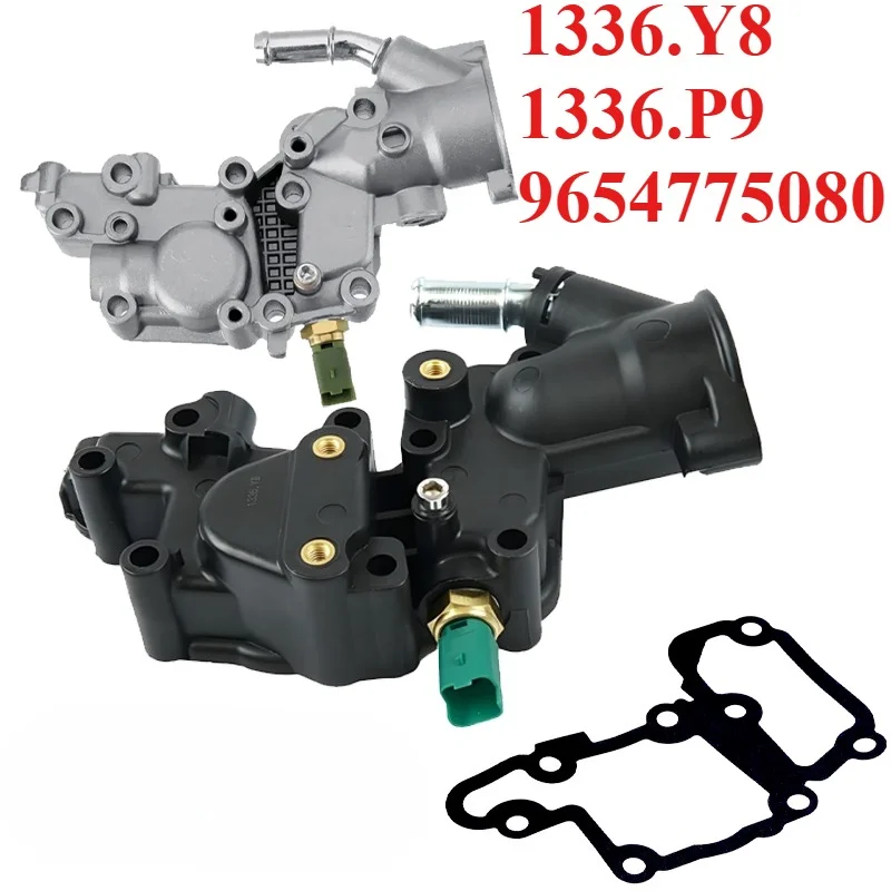 Фото 1336.Y8 1336Y8 1336.P9 1336P9 9654775080 ДЛЯ CITROEN C2 C3 PEUGEOT 206 207 307 1007 1.1 1.4 Корпус термостата Водяной фланец №1
