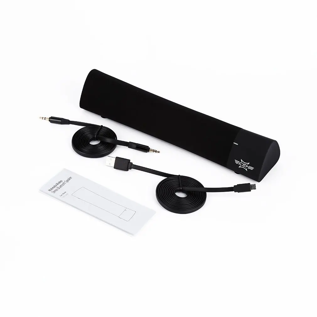 Black Mini Soundbar Compact Portable Wireless Stereo HiFi Bluetooth-compatible Speaker