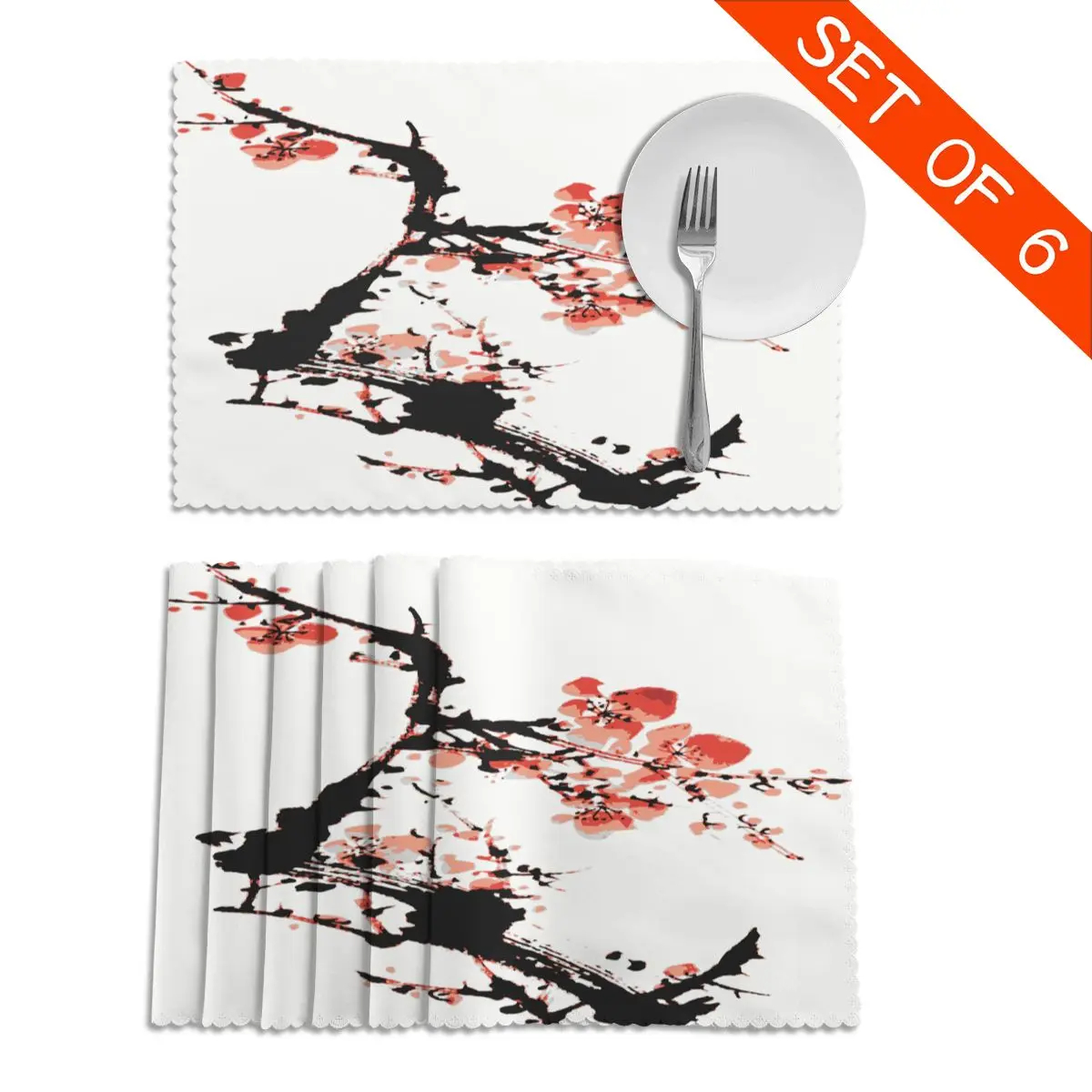 

Набор из 6 цветков сливы традиционной китайской живописи, подставки для столового стола, коврик для кухни, аксессуары, Подставка под вино