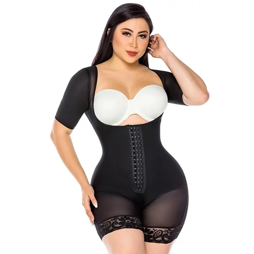 Fajas With Sleeves High Waist Beige Butt Lifter with Hooks and Eyes Zipper Women Shapewear Underwear  Fajas