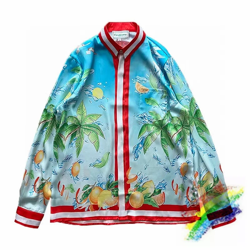 

Рубашка женская с принтом кокосовых фруктов, длинным рукавом и принтом