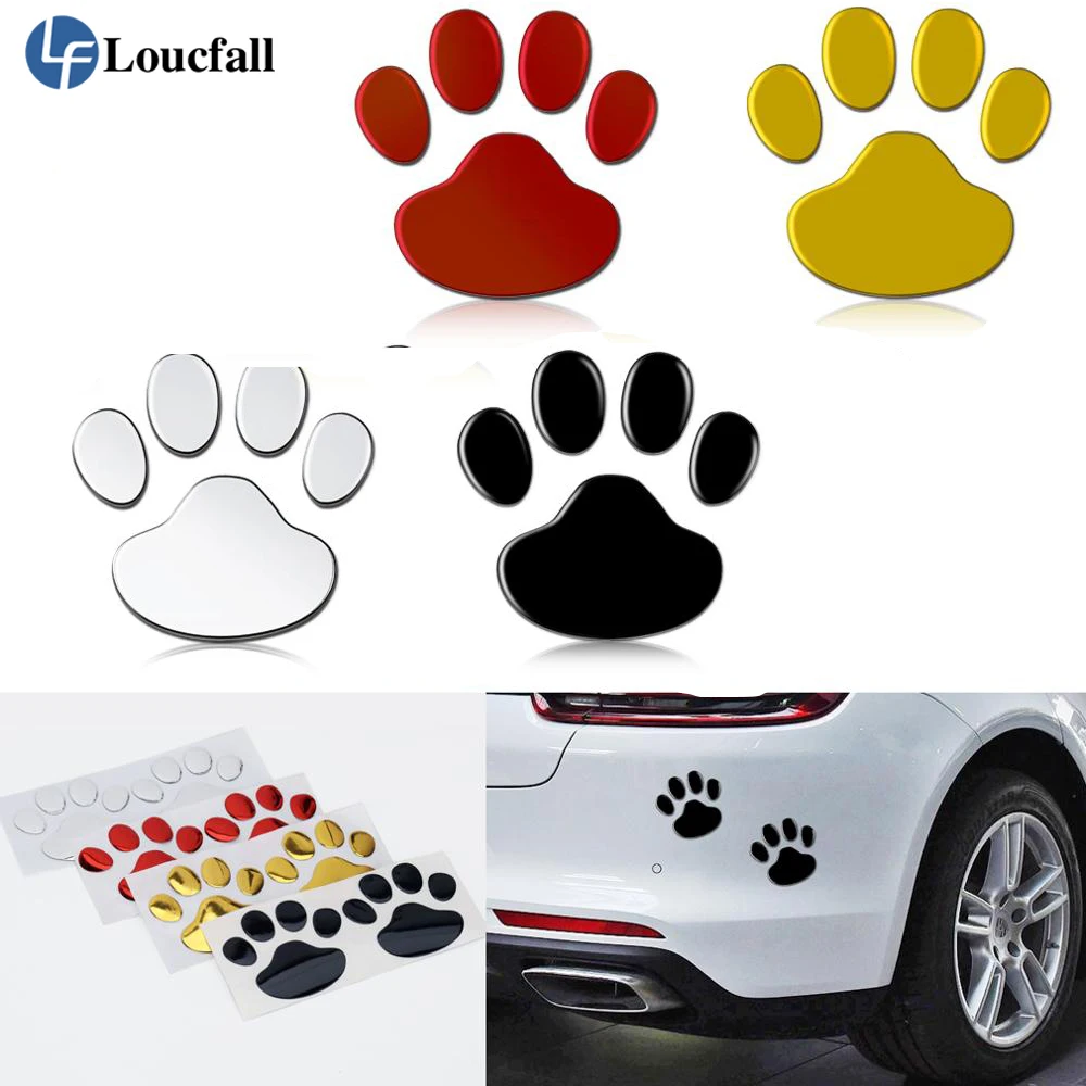 

1 pair Car Stickers and Decals Paw 3D Animal Dog Cat Bear Foot Prints Footprint Decal Car Sticker Silver Red Black Golden