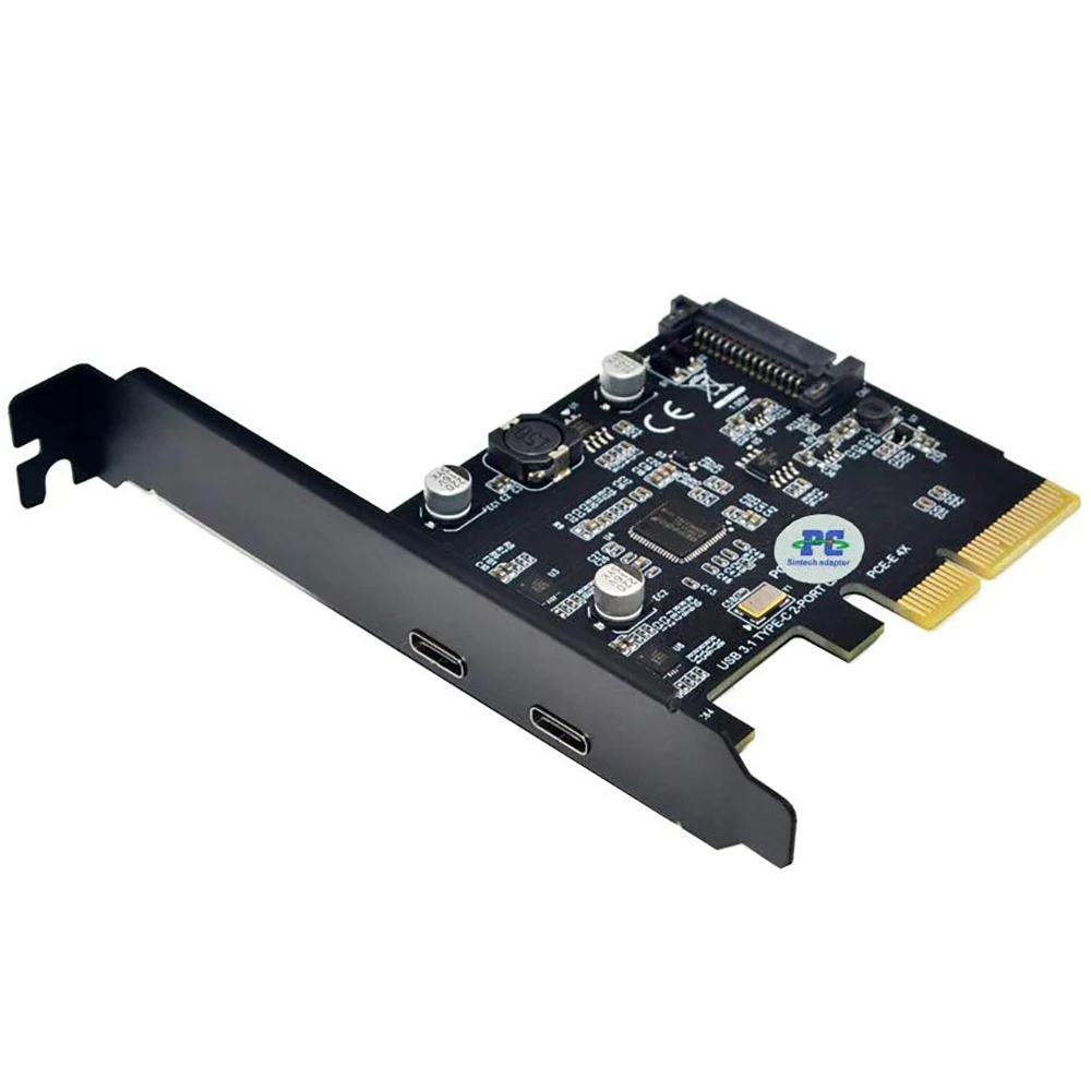 

PCI-E PCI Express 4X To USB 3.1 Gen 2 (10 Gbps) 2-Port Type C Expansion Card ASM3142 Chip 15-Pin Connector For Windows/Linux