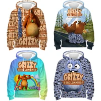 grizzy and the lemmings 3d print kids hoodies children cartoon sweatshirts tops boys girls anime pullovers coats casual outwears