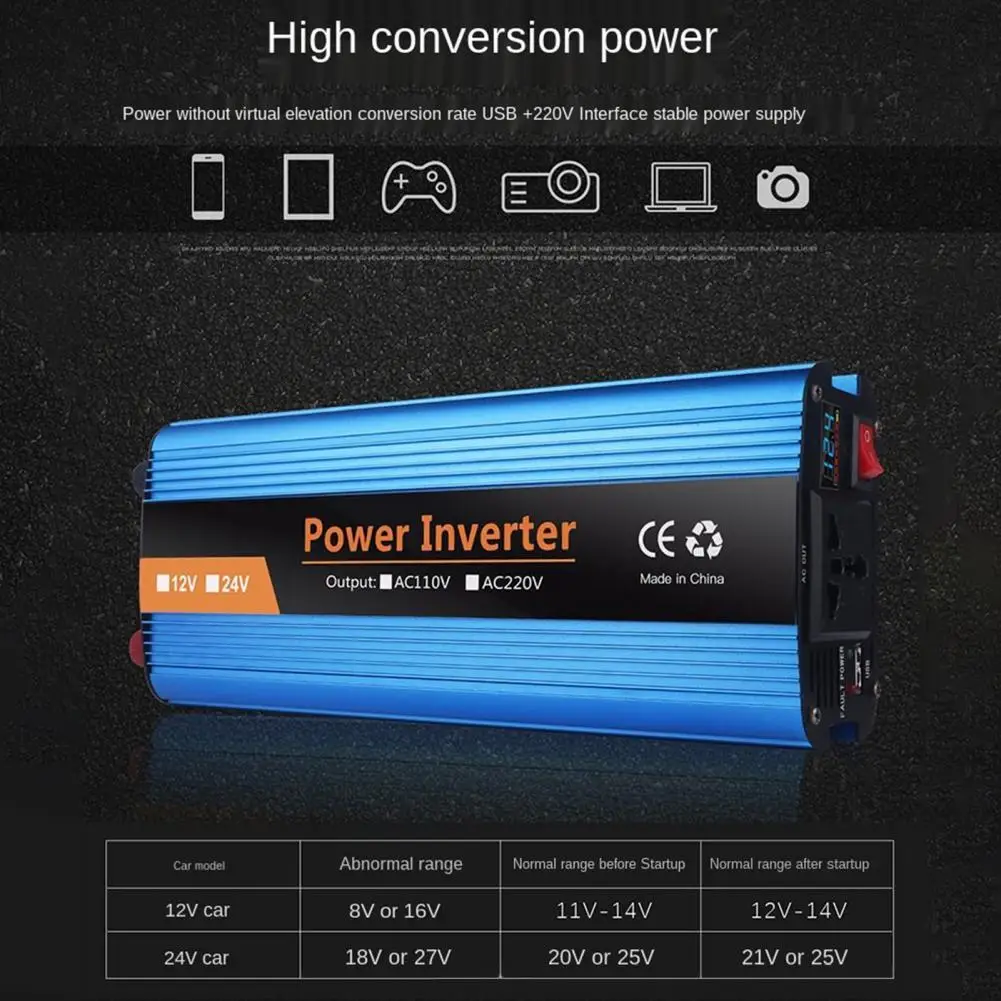 

Car Power Inverter Modified Sine Wave Plug Play Digital Display 500W 12/24/36/48V to 220V Car Transformer Adapter for Home