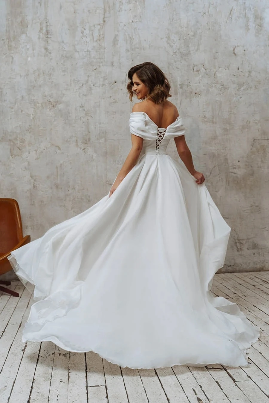 Индивидуальное свадебное платье с открытыми плечами трапециевидные Свадебные