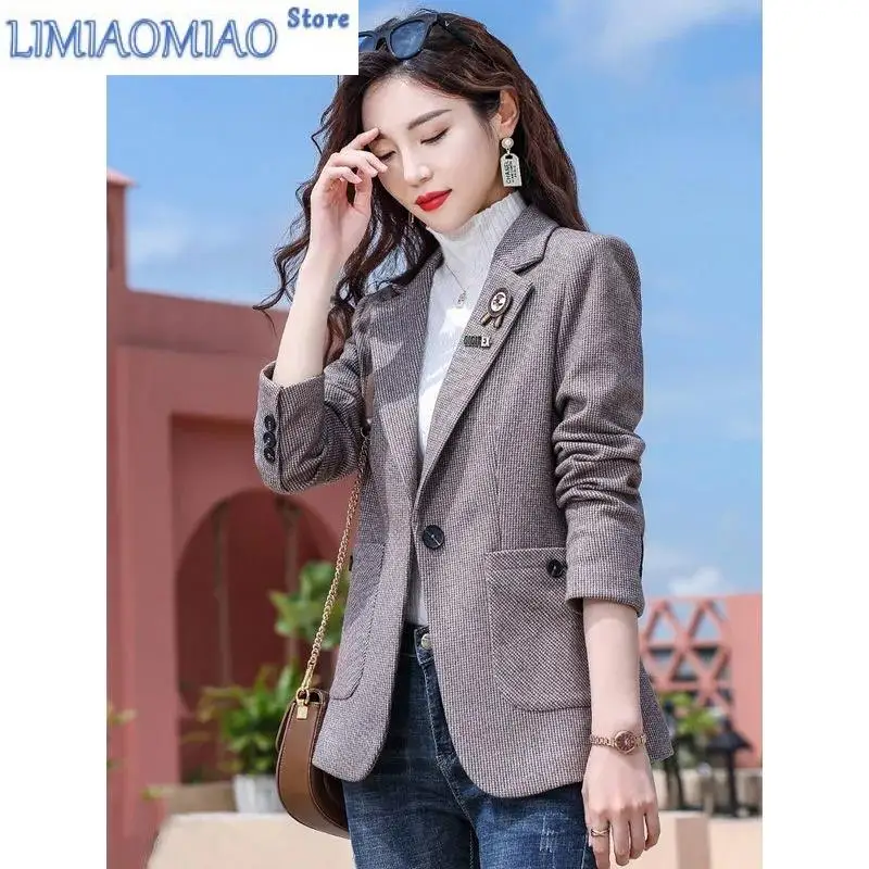 Новый блейзер с узором гусиные лапки женский весенне-осенний повседневный