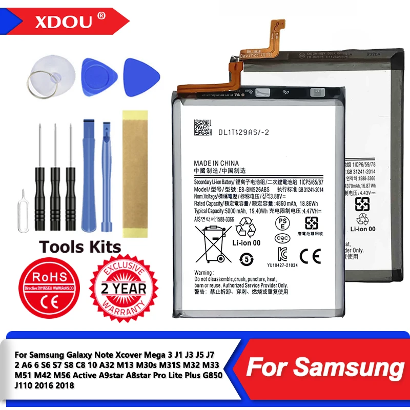 Аккумулятор для Galaxy 3 J1 J3 J5 J7 2 A6 6 S6 S7 S8 C8 10 A32 M13 M30s M31S M32 M33 M51 M42 M56 Active A9 A8 star Pro Lite Plus