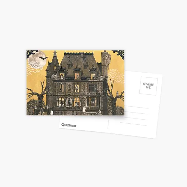 

Почтовая открытка Moribund с изображением дома с привидениями, современный декор для мальчиков, мультяшная фотокарточка, жизнь в помещении, мод...