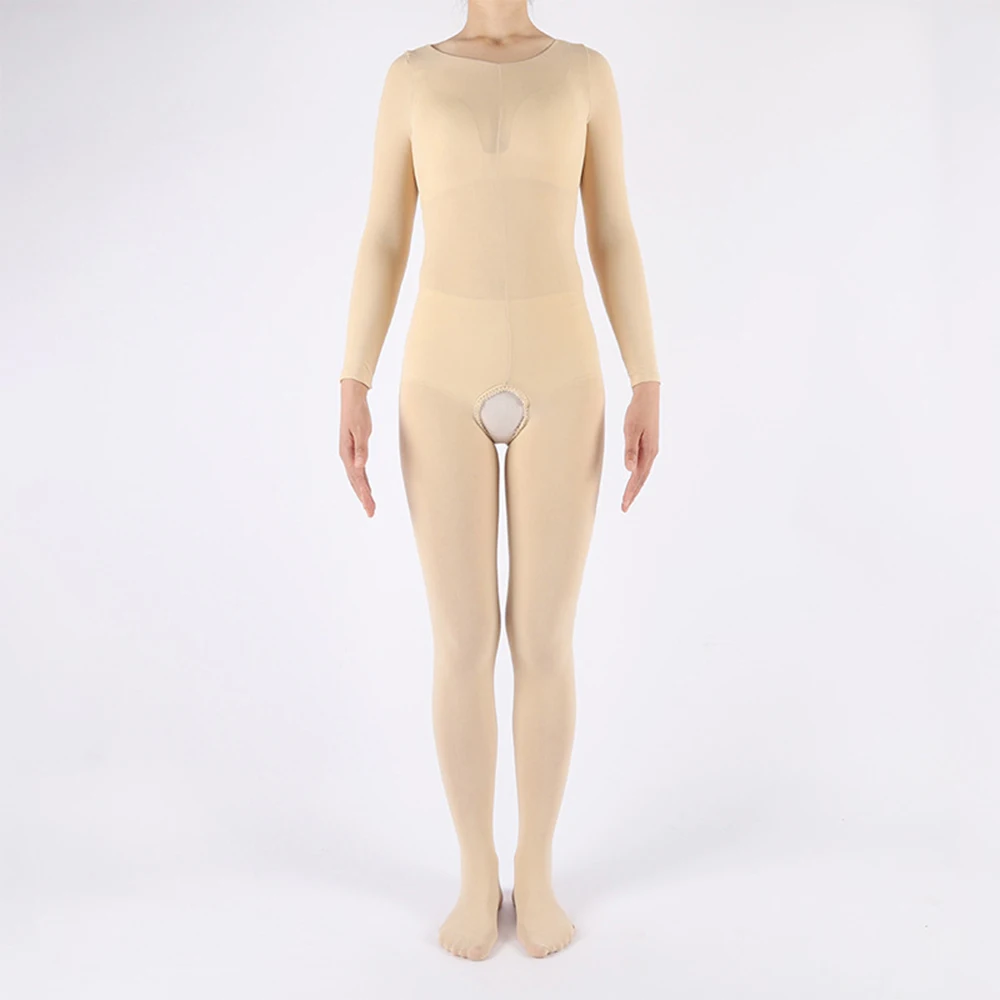 

Unisex Sheer Jumpsuit Sexy Super Elastic Pantyhose Full Body Stockings Bodysuit Men Women Open Crotch Playsuit Men Body Shapers