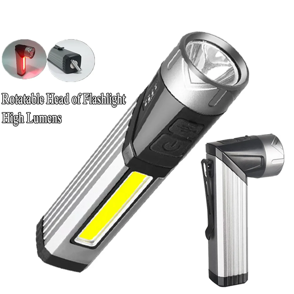 

Multifunctional 90 Degrees Rotatable USB Rechargeable Flashlight with Magnet Powerful COB LED Work Light Waterproof Torch
