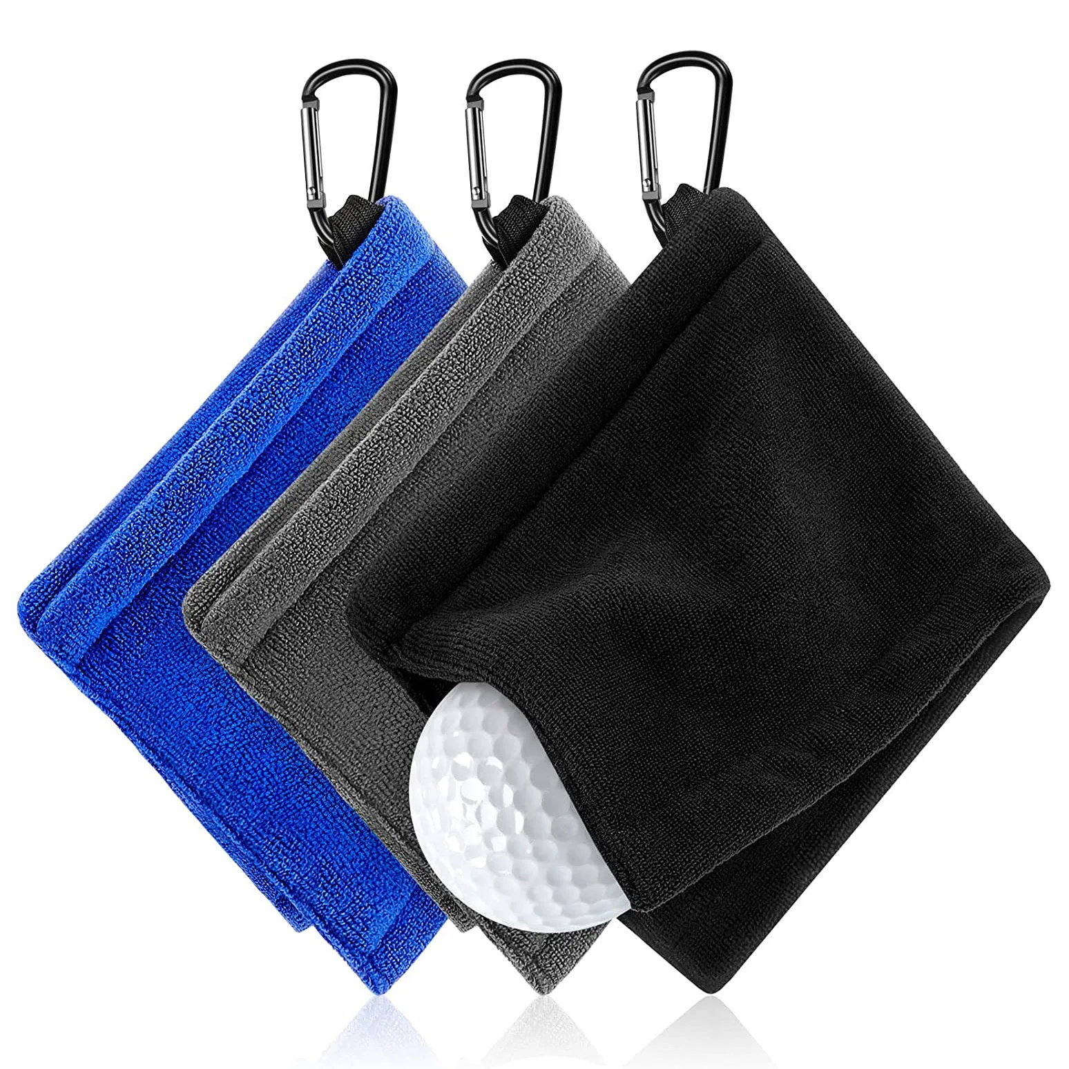 Cleaning Towel With Carabiner Hook Water Absorption Clean Golf Club For Head Wipe Cloth Clean