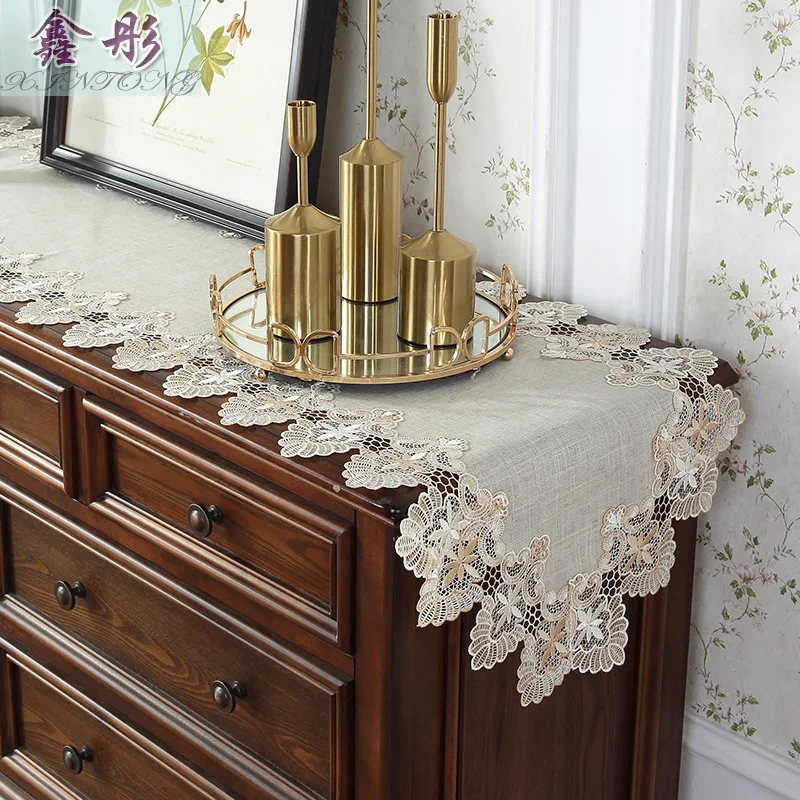 

Tablecloth Lace Fabric Nordic TV Cabinet Coffee Table Table Flag Pure White Modern Simple luxury decor wave runner