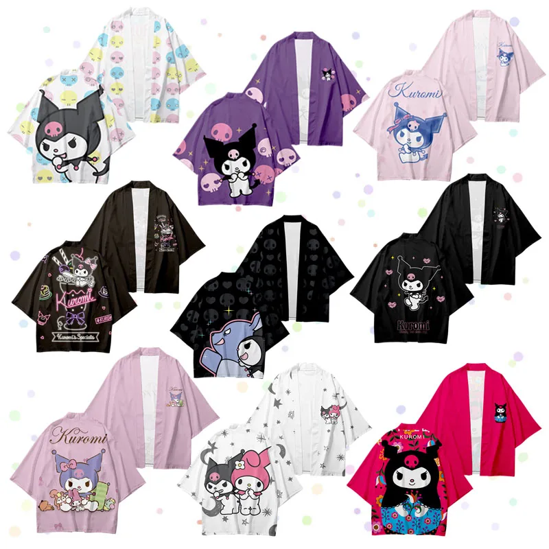 

Cartoon Kawaii My Melody Kuromi Anime Figures Peripherals Taoist Robe Two Dimensional Sweet Cute Cosplay Coat Girl Birthday Gift
